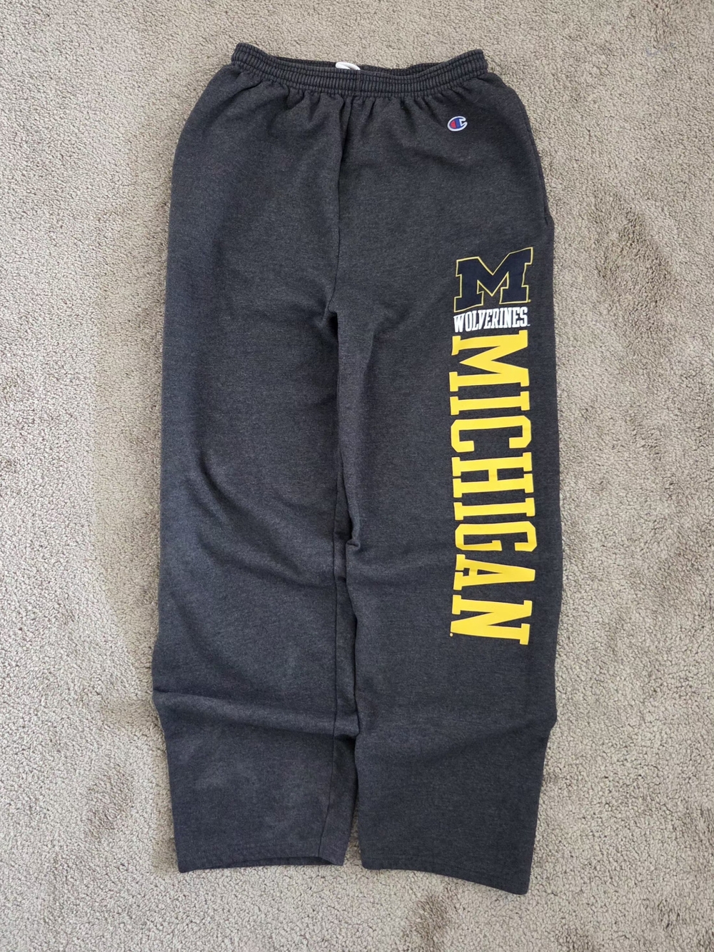 Vintage Champion Michigan Wolverines Dark Gray Sweatpants with Logo Men's L
